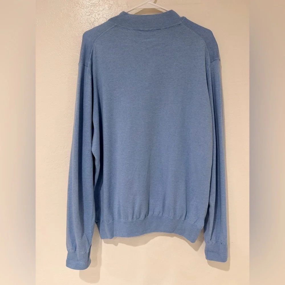 Peter Millar Blue Quarter Zip Cotton Blend Pullover Long Sleeve Shirt Size XL